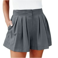 Hlače za čišćenje žena znoj kratke hlače ljeto labave čvrste kratke hlače s visokim strukom siva 8
