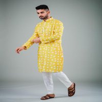 Modni muški indijski saten -pamučni pamuk kurta pidžama set tunika tradicionalna kurta payjama odjeća