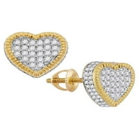 3-inčni nakit od žutog zlata od 10 karata, ženske naušnice s okruglim dijamantima u obliku srca