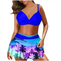 Bikini Setovi za žene, dva ženska Havajska tropska kupaća kostima, grudnjak za plivanje i suknje s volanima, Setovi