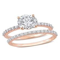 Zaručnički prsten od bijelog safira od 10k ružičastog zlata izrađen od 3k bijelog zlata