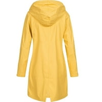 Kaput za žene, kaput, ženski Vodootporni jednobojni kaput s kapuljačom, jakna otporna na kišu, dugi ženski kaput