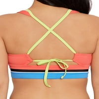 Ženski kupaći kostim s vezicama na leđima s višebojnim blokovima