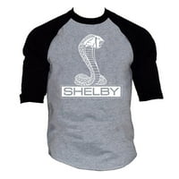 Muška Shelby Cobra bo siva crna majica za bejzbol raglan 3x-velika siva crna