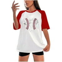 Olyvenn ženski trendov plus osnovni majice s popustom bejzbol grafički vrhovi košulje za vrat labavi casual dresy