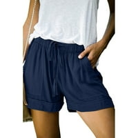 Keusn Womens udobne kratke kratke hlače povremene ljetne elastične struke u džepu kratke hlače Army Green xxxxl