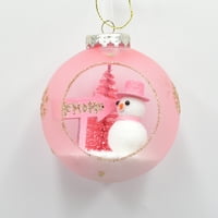 Vrijeme za odmor ružičasta lopta snijeg scena božićna ukras 3.9'h
