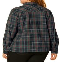 Jedinstvene ponude ženske plus gumb za veličinu košulje povremene karirane radne vrhove