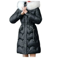 Zimski kaputi za žene čvrste tople kapuljače debele podstavljene duge jakna labava runa Prevelika parka vanjska