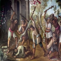 Meksiko: Kršćanski mučenici. Ntlaxcalan indijanska kršćanska djeca domorni su u smrt. Ulje na platnu, detalji,