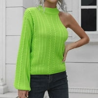 Džemperi za žene mršav džemper pulover odmor od čajnike za vrat za žene za čišćenje zelene boje m
