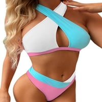 Ženske ljetne bikini Set Cross Match Boja remen bikini + kratki za poduka s niskim strukom kupaći kostim za kupaće