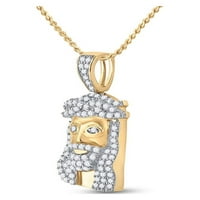 Privjesak za šarm Isusova lica od 10k muškog žutog zlata s okruglim dijamantom