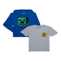 Minecraft Boys Creeper Grafička majica i dukserica, 2-pak, veličine 4-18