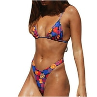 Bikini bikini s visokim strukom Havajski cvjetni otisak bez donjeg brzog suhog plaže plaže Modna ručka za kontrolu