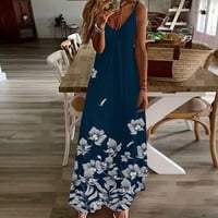 Odjeća za čišćenje maxi haljine za žene trendovske špagete remen v vrat plaža na plaža Sundress slatka cvjetna