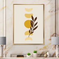 DesignArt 'Sažetak geometrijskog mjeseca i sunca s listom vii' Moderno uokvireno platno zidne umjetničke print