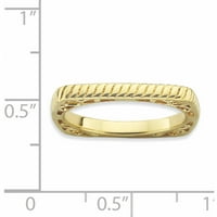 Četvrtasti prsten od srebra s poliranom zlatnom pločom