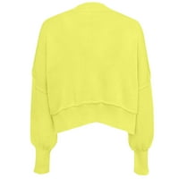 Jesenski džemper haljine za žene okrugli vrat pulover čvrste boje Pleteni labavi poticaj žuti džemperi Žene veličine