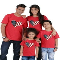 Muški, Ženski, dječji vrhovi s printom američke zastave za roditelje i djecu, udobna ležerna odjeća, odgovarajuće