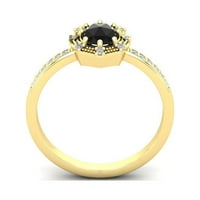Ovalni crno-bijeli dijamantni prsten od žutog karatnog ružičastog dijamanta za žene
