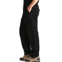 Muške hlače jednobojne ravne hlače srednjeg struka, modne Ležerne teretne hlače s više džepova s patentnim zatvaračem