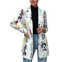 Ženski kaputi, Ženski casual kaput s grafitima, mali kardigan s jednim gumbom bez džepa, kaput