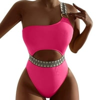 Ženski kupaći kostim s jednim ramenom, bikini set s otvorenim strukom, jednodijelni kupaći kostim za spajanje,