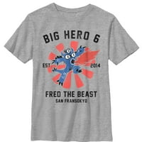 Majica s grafičkim portretom velikog junaka Freda zvijeri za dječake, Plus Size Sportska Heather