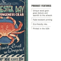 Winchester Bay, Oregon, Dungeness Crab Vintage Sign Wearch Wood Zim