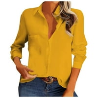 Jesenske jakne za žene Vintage ulična odjeća jednobojna pamučna majica dugih rukava bluze za karijeru majica kardigan