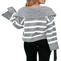 Ženski pleteni džemperi u obliku džempera, Prugasti džemperi, Gornji dijelovi, džemper u obliku dekoltea, ženski