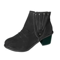 HGW ženska modna povremena rimska kratka čizmama za gležnjeve kvadratne potpetice Kožne cipele jesenske cipele