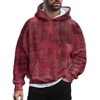 Popustne majice za punjenje za muškarce labav džemper s kapuljačom pulover retro print sport, crvena