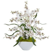 Gotovo prirodni plesači Orhideja Umjetno cvijeće u bijeloj vazi, žuta
