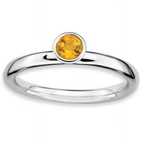 Visoki okrugli prsten od srebra s citrinom