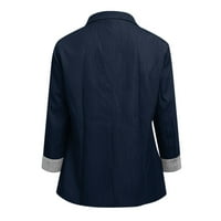 Ženski topovi, Blazers za žene, ležerna modna lagana jakna s otvorenim prednjim dijelom s dugim rukavima,Mornarsko