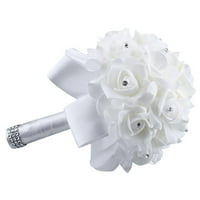 ruže _ svadbeni buket mladenki vjenčano cvijeće od umjetne svile bijelo bijelo