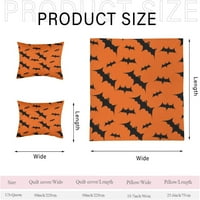 Pokrivač za pokriće, Bat Orange Kids Halloween Smiješno posteljinu set za djecu i odrasle, dekor spavaće sobe,