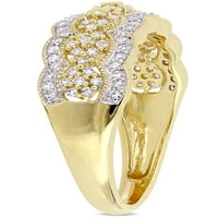 Carat T.W. Dijamantni 10KT žuto zlato Vintage Cvjetni prsten