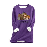 Žene je jesen Y'All Halloween Fleece Twichirt Trendy Pokloni opuštena bluza s dugim rukavima Smiješna leopard