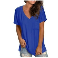 Ženske majice s gradijentnim printom bluza s kratkim rukavima u obliku slova U, široka majica, modna ljetna odjeća