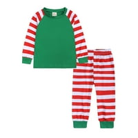 Božićne pidžame za dječake i djevojčice, božićne pidžame s prugama s dugim rukavima, bluze s krpicama, Gornji