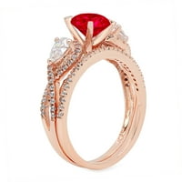 1. dijamant okruglog reza s imitacijom rubina od ružičastog zlata 14k $ 4.5 vjenčani set
