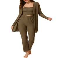 Jedinstvene ponude ženske pletene salone za spavanje hlača slegnite kardigan 3ps set pidžama