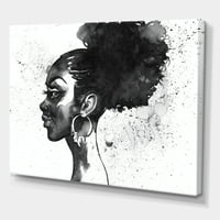 Crno-bijeli portret afroameričke žene slika na platnu umjetnički tisak