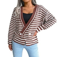 Ženski kardigani, džemperi, kardigan s dugim rukavima, džemper na kopčanje, košulja s dugim rukavima, smeđa bluza,