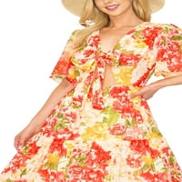 Ženska ljetna Midi haljina s cvjetnim dekolteom