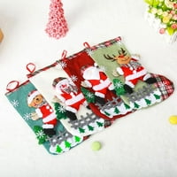 Božićne 3-inčne ukrasne čarape poklon vrećica za slatkiše poklon kartica za snjegovića držači srebrnog posuđa