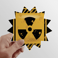 Logotip, radioaktivne i opasne tvari, zabranjen ulaz, vinilna naljepnica na suncu, grafiti na prtljažniku, Cvjetna
